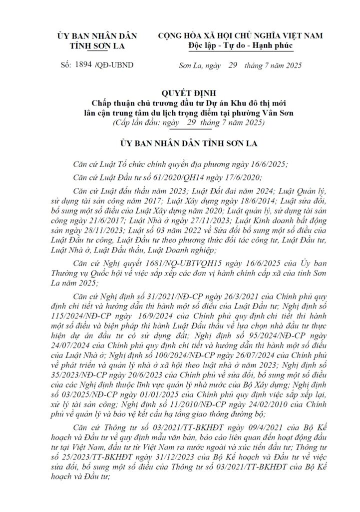 Dự Án Khu Đô Thị Mới Vân Sơn