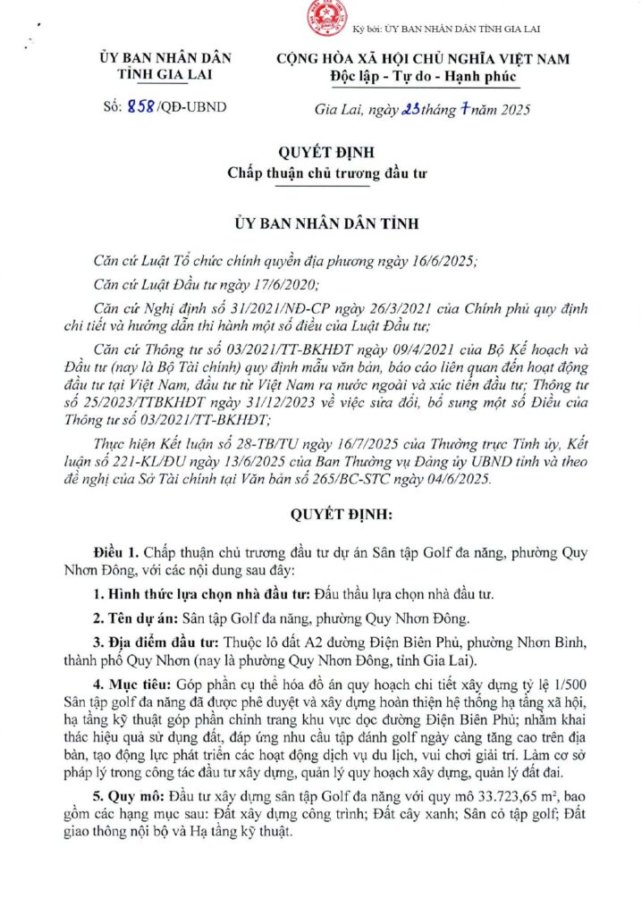 Dự án Sân tập Golf đa năng Quy Nhơn