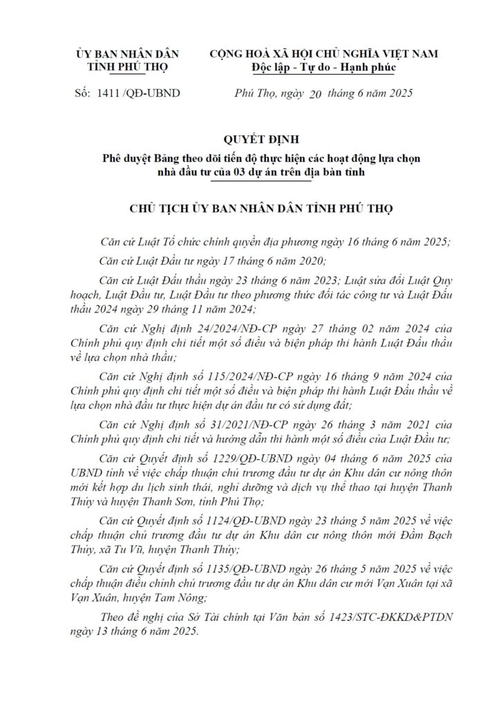 Dự án Khu dân cư nông thôn mới Đầm Bạch Thủy